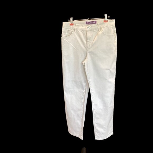 Gloria Vanderbilt Amanda Pants Denim Tan Pocket Embellishments Women's 10 Short - Picture 1 of 5